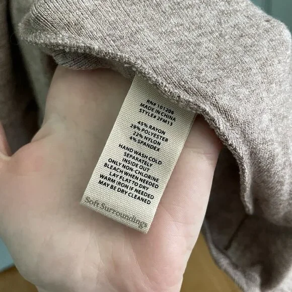 Soft Surroundings Clio Long Sleeve Maxi Dress Large Brown Heather Rib Knit 2FM13 - Picture 6 of 9